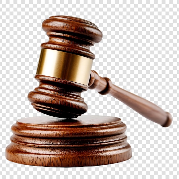 Wooden gavel on a transparent background