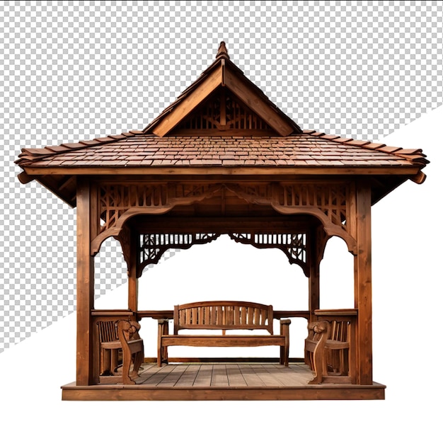 A wooden gazebo with the word pedi on it