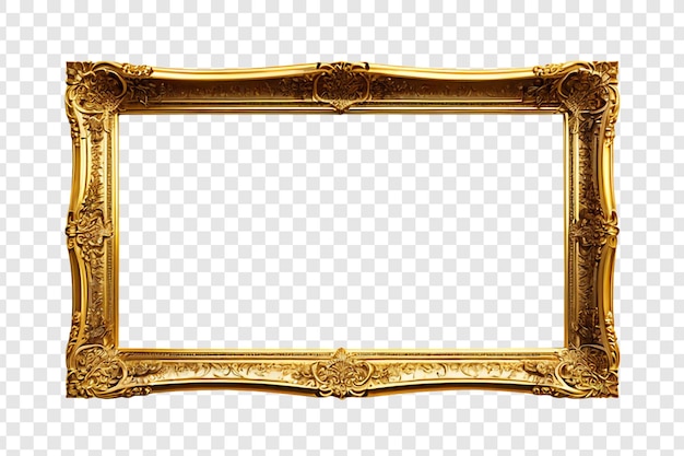 Wooden gold photo frame png isolated on transparent background