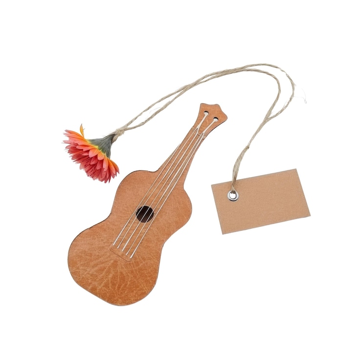 PSD wooden guitar with flower and blank tag
