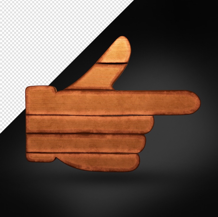 PSD wooden hand indicating direction