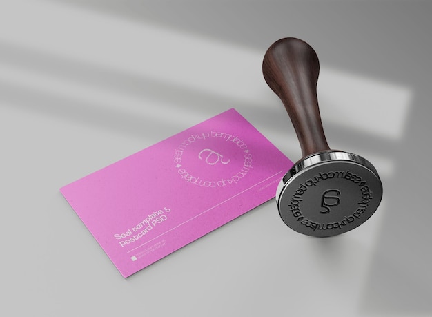 Wooden handle stamp mockup