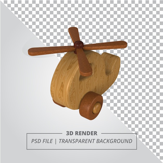 PSD giocattoli elicottero in legno render 3d