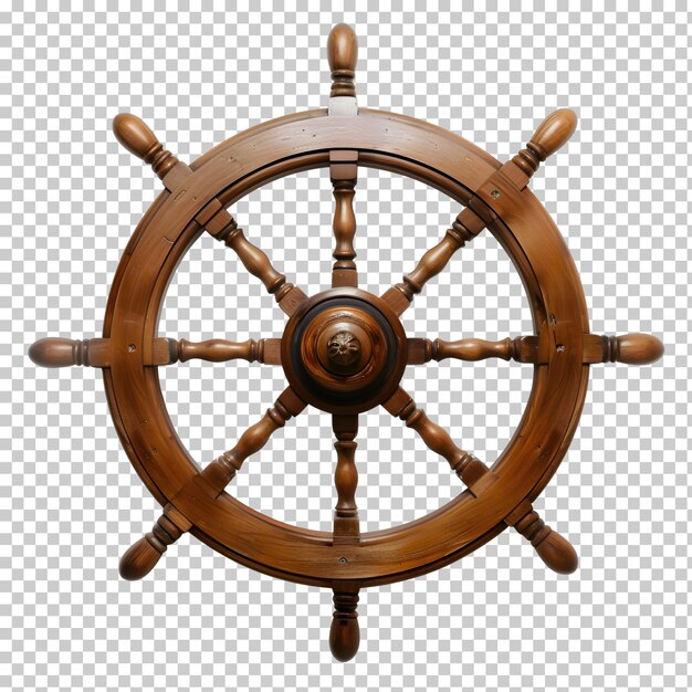 PSD wooden helm wheel isolated on transparent background