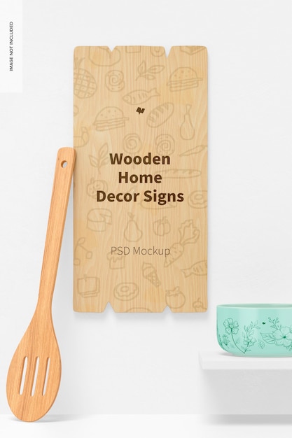 Wooden home decor sign mockup, front view