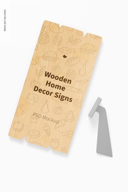 Wooden Home Decor Sign Mockup, Top View