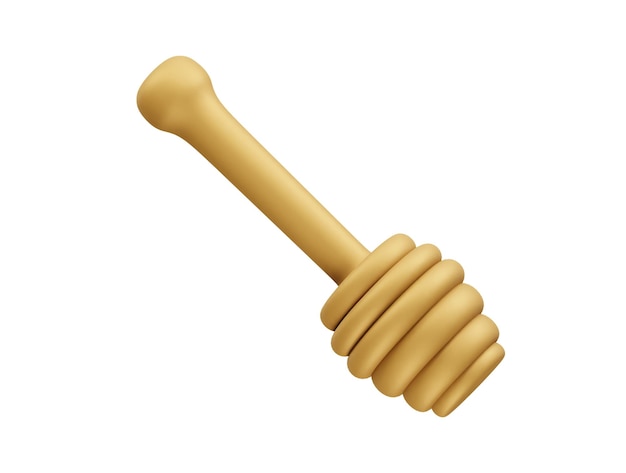 Wooden Honey Dipper icon 3d render illustration Honey dipper icon 3d