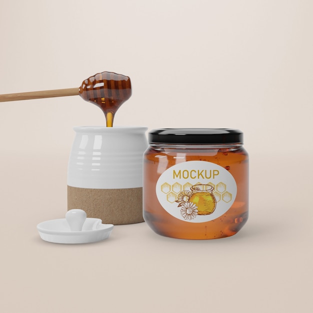 wooden honey spoon with honey
