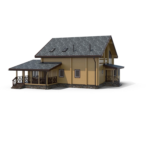 wooden house with a gable roof and a covered porch