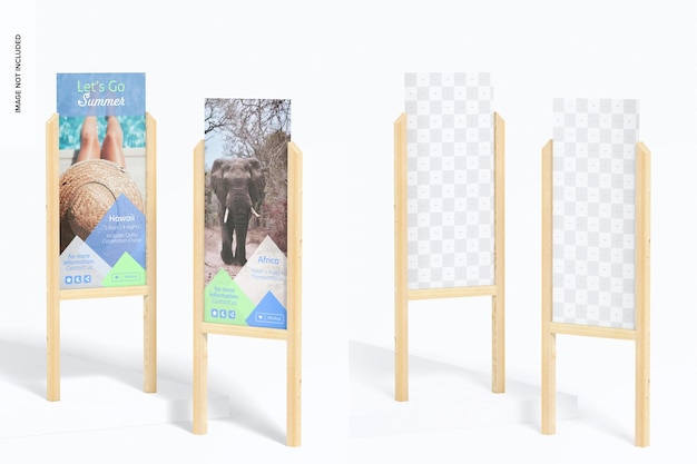 PSD wooden information panels mockup