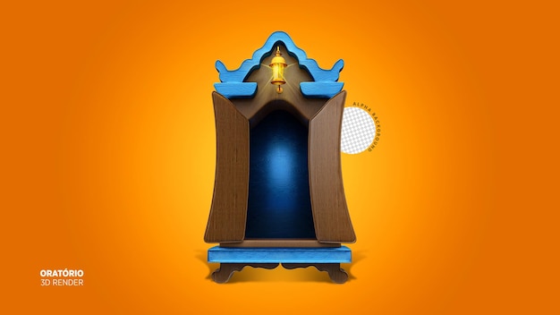 Wooden isolated 3d oratory for festa junina sales composition