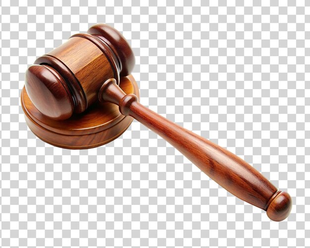 PSD wooden judge gavel isolated on transparent background