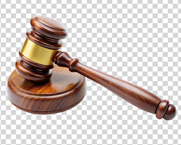 PSD wooden judge gavel isolated on transparent background