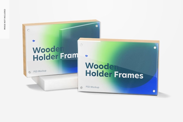 Wooden label holder frames mockup