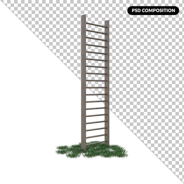 Wooden ladder isolated 3d