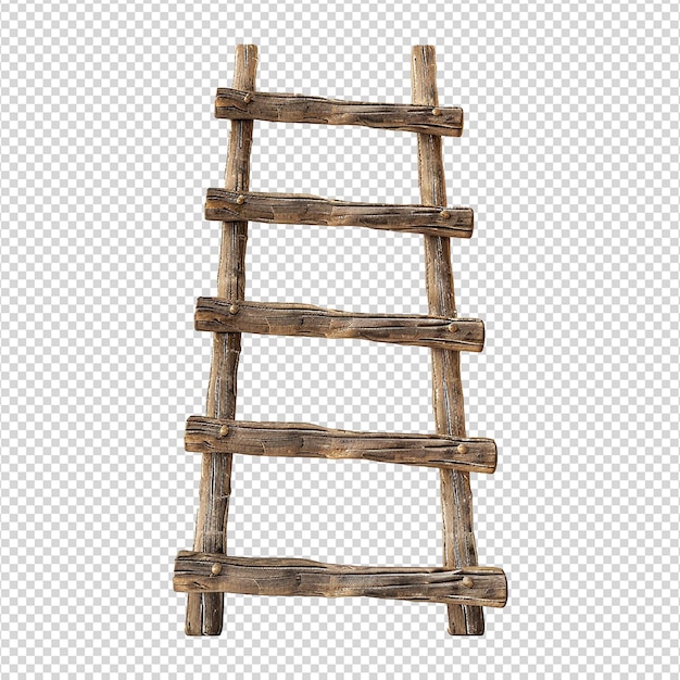 PSD wooden ladder of success on transparent background