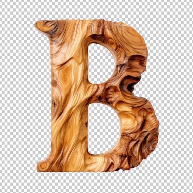 PSD 木製の文字 b 透明な背景に隔離された木製のタイポグラフィーフォント png