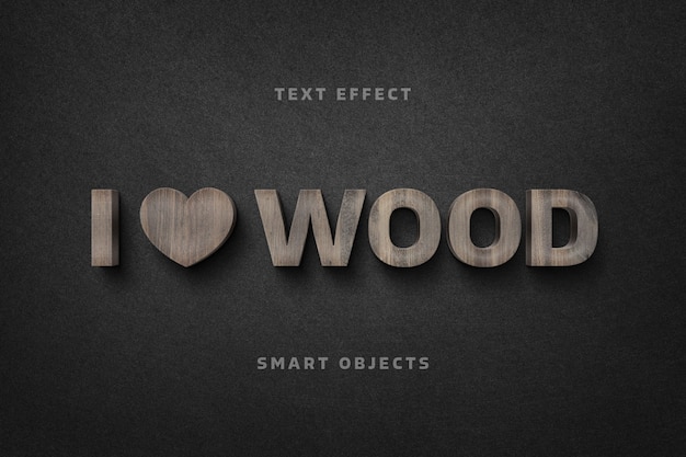 Wooden letters text effect template