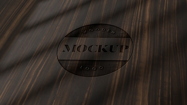 Design mock-up con logo in legno