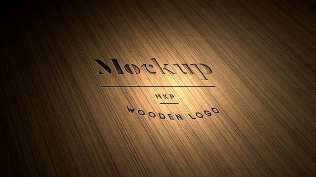 PSD wooden logo mockup