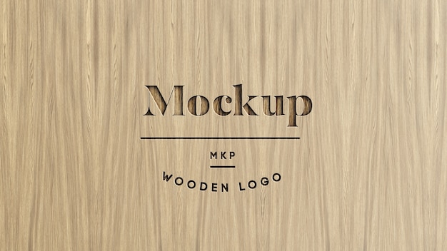 PSD wooden logo mockup