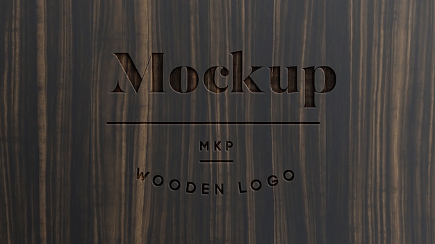 PSD wooden logo mockup