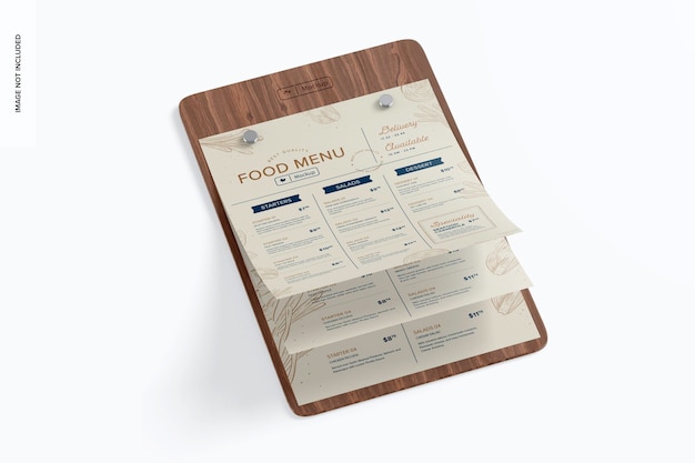 Wooden menu holder mockup