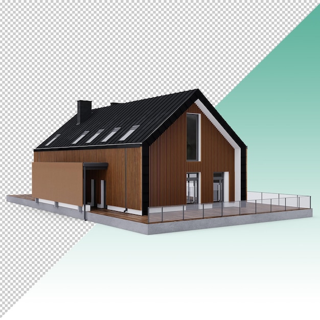 PSD wooden modern house