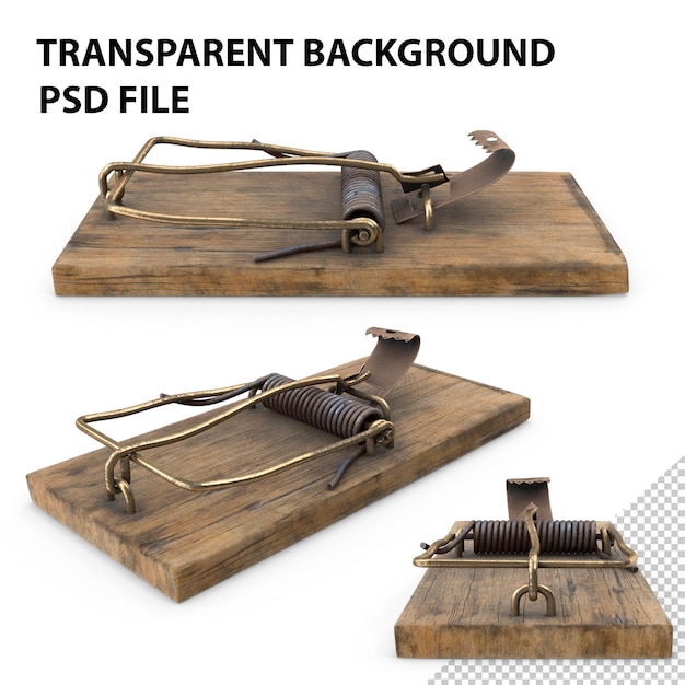 Premium PSD  Wooden mouse trap old png