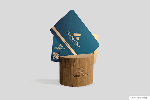 PSD wooden name card holder mockup