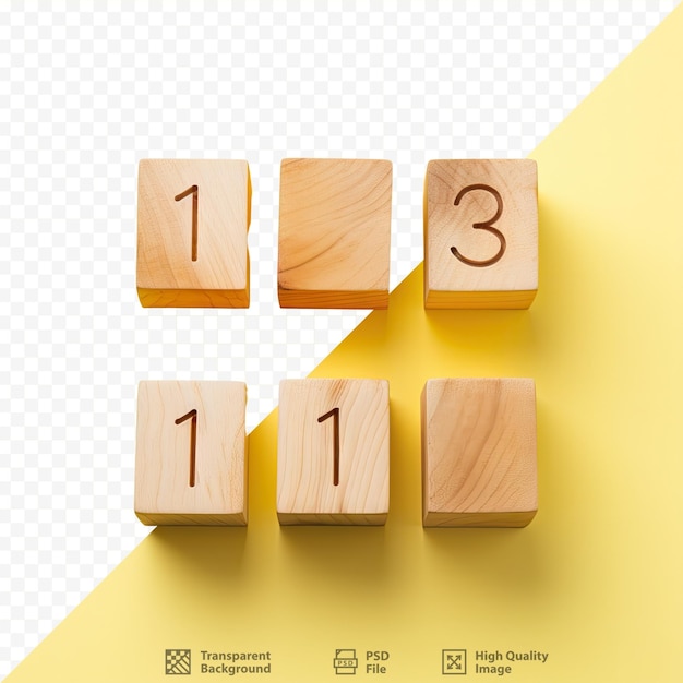 PSD wooden number 13 with yellow insert isolated on transparent background