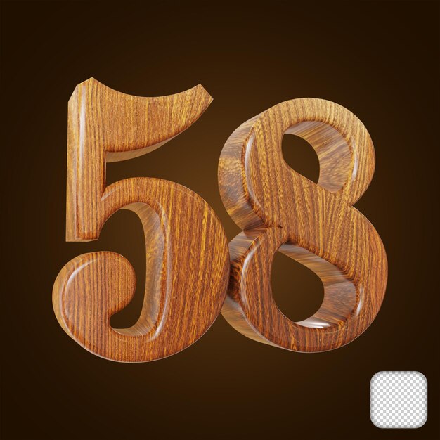 PSD numero di legno 58 texture 3d'illustrazione