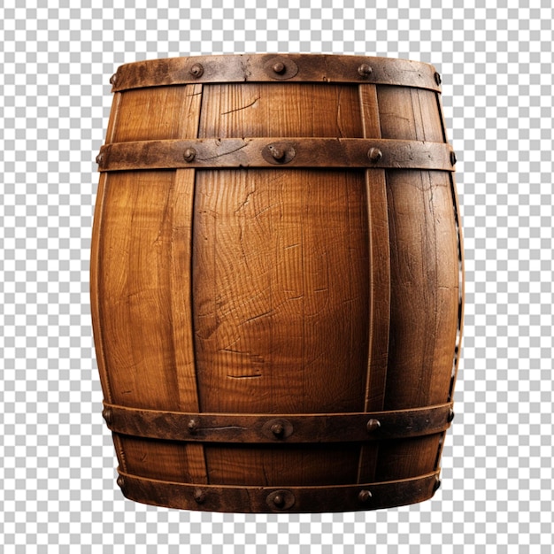 Wooden oak barrel isolated on transparent background png psd