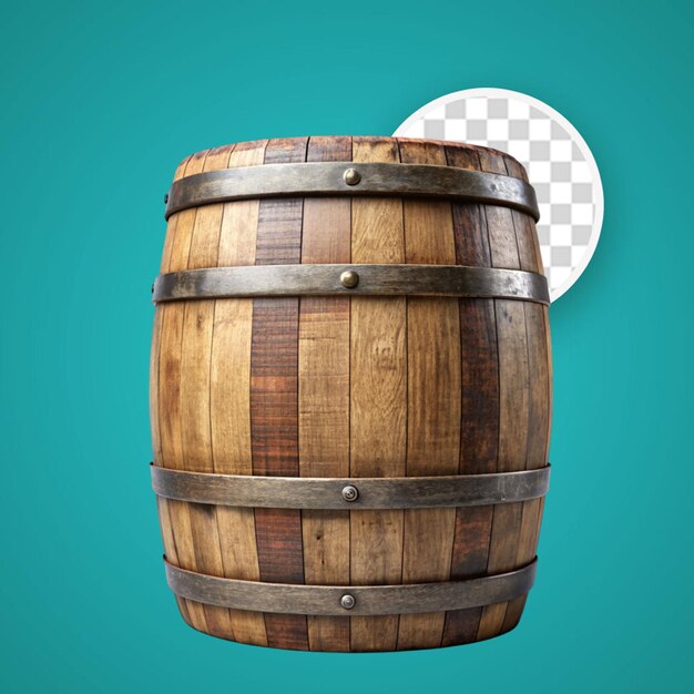 PSD wooden oak barrel isolated on transparent background png psd