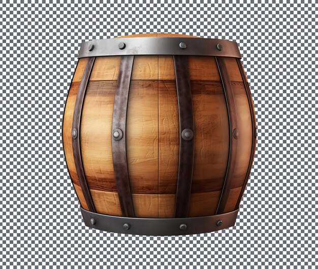 PSD wooden oak barrel isolated on transparent background