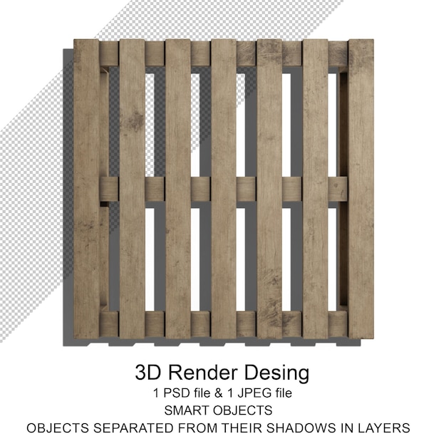 PSD 透明な背景に隔離された木製のパレットの3dレンダリング