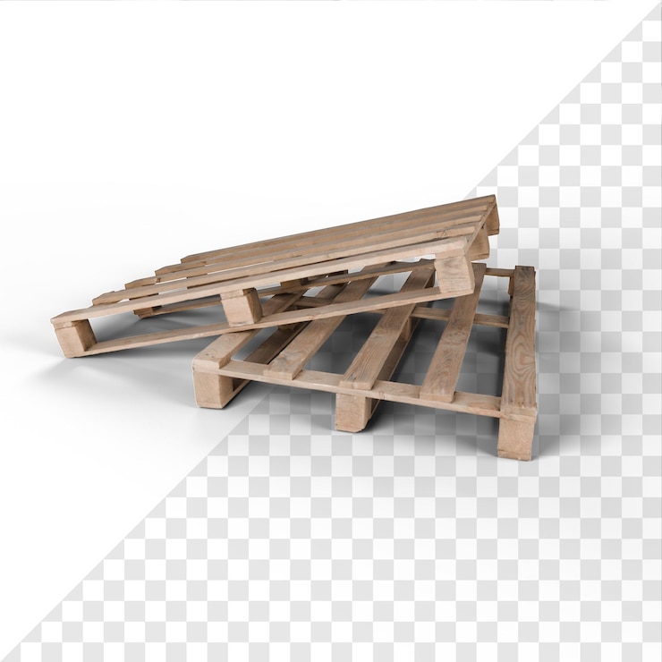 PSD wooden pallet for transportation and storage of goods 3d realistic