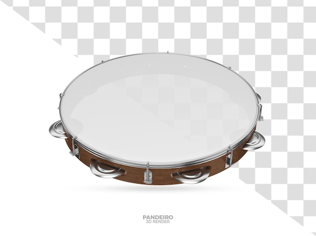 Wooden pandeiro instrument 3d render for brazilian carnival