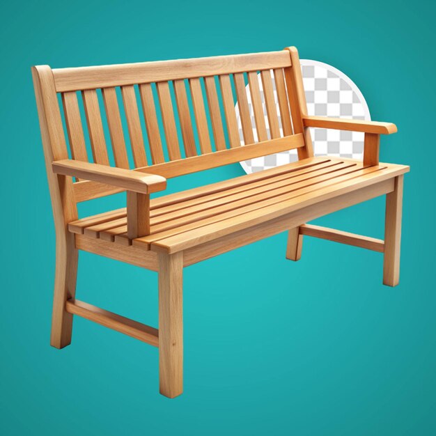 PSD wooden park or backyard bench front view