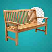 PSD wooden park or backyard bench front view