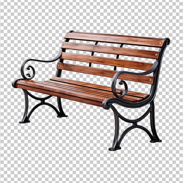 PSD wooden park bench isolated on a transparent background on white background