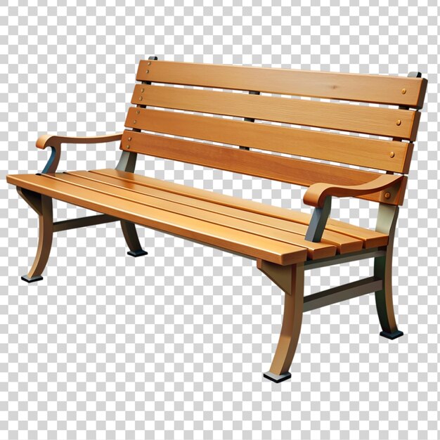 PSD wooden park bench isolated on transparent background