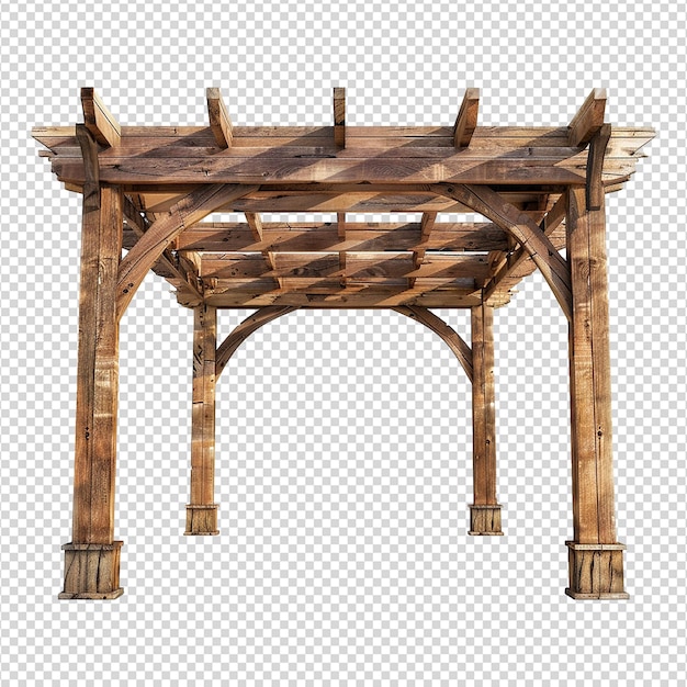 PSD wooden pergola isolated on transparent background