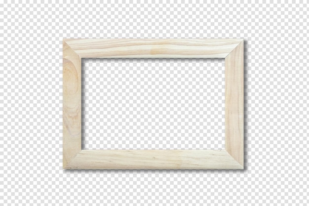 PSD wooden picture frame hanging on a white wall