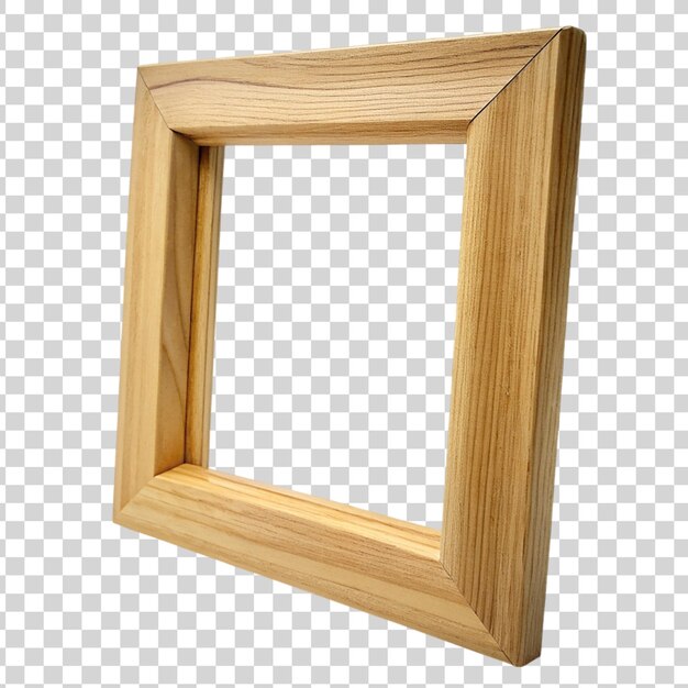 PSD wooden picture frame isolated on transparent background