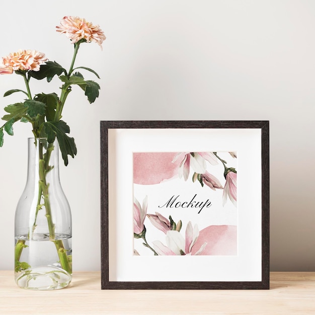 wooden picture frame mockup psd spring decoration home interior design