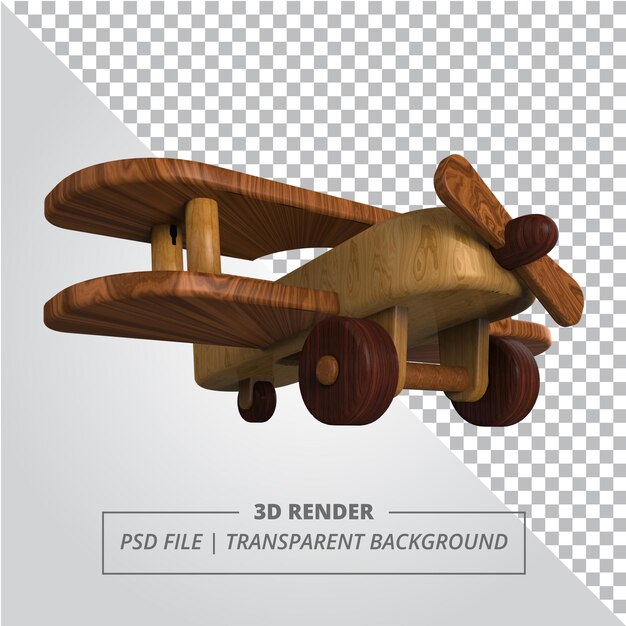 PSD wooden plane toys 3d isolated