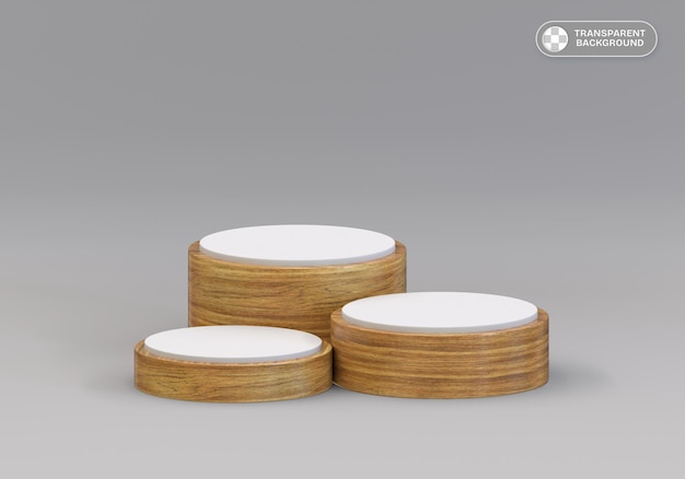 Wooden podium display for product placement in transparent background
