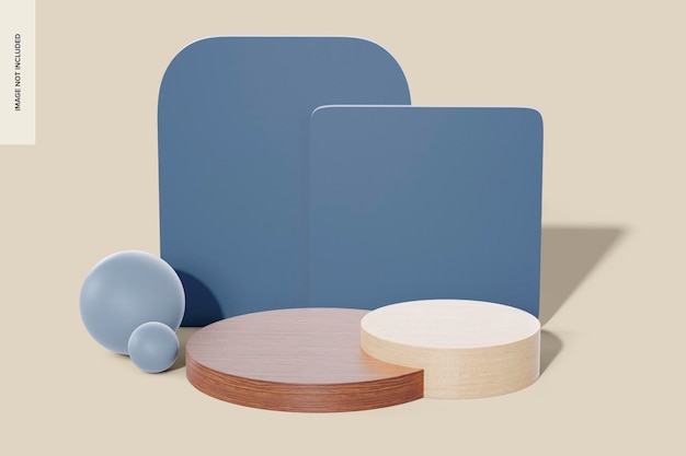 wooden podium display mockup