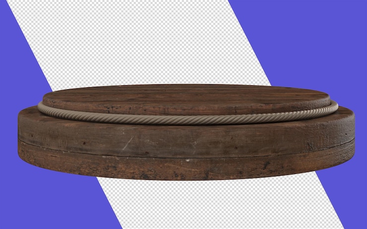 PSD wooden podium for festa junina de sao joao 3d render with rope
